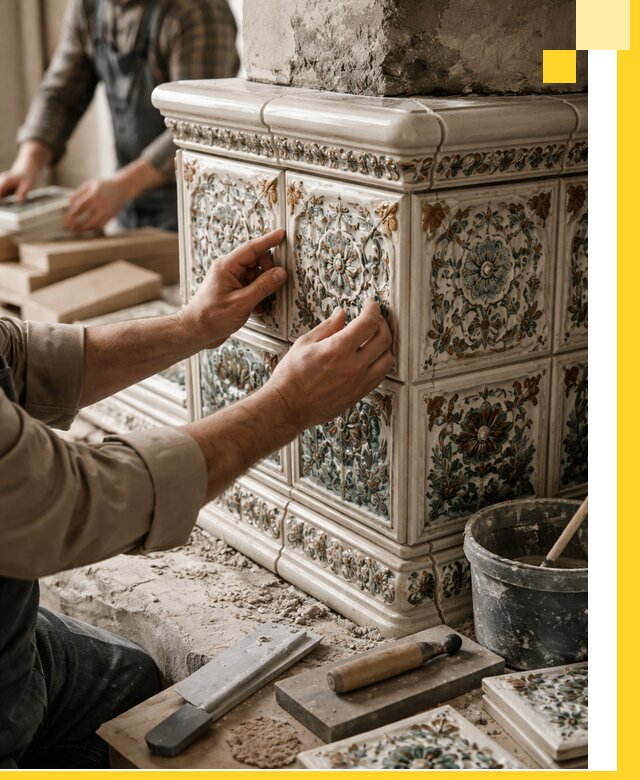 Изразцовые камины под ключ в Михайловке: проект и монтаж