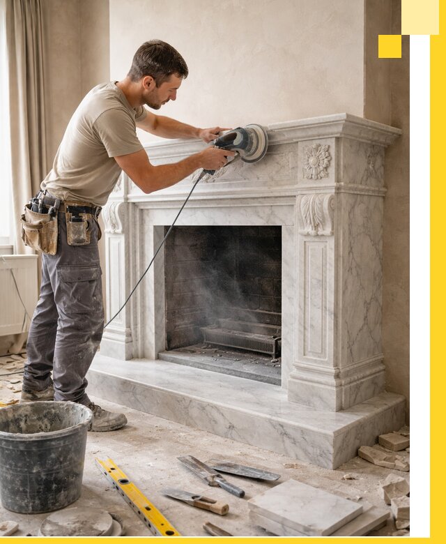 Изготовление и установка мраморных каминов в Михайловке под ключ