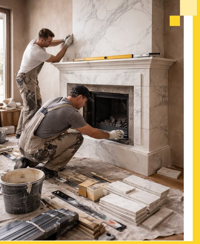 Отделка каминов в Михайловке качественные облицовочные работы