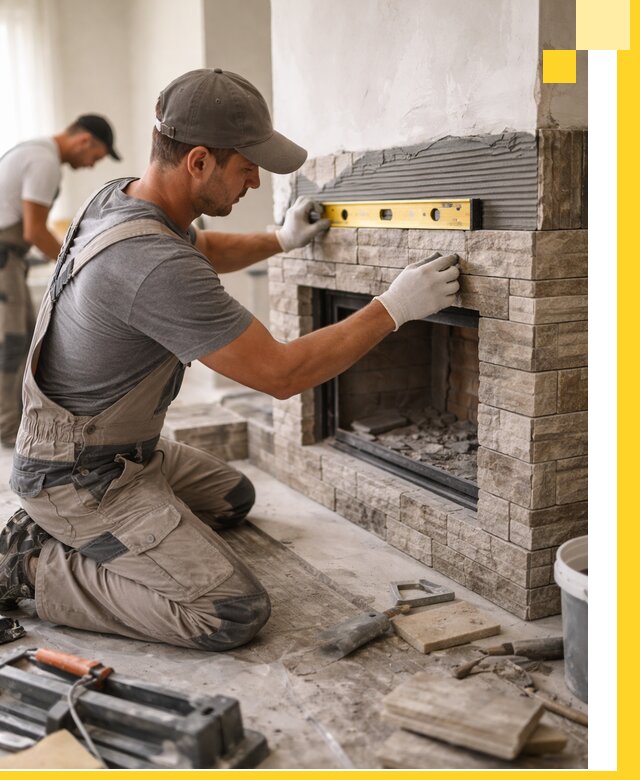 Облицовка каминов в Михайловке, монтаж и отделка натуральным камнем