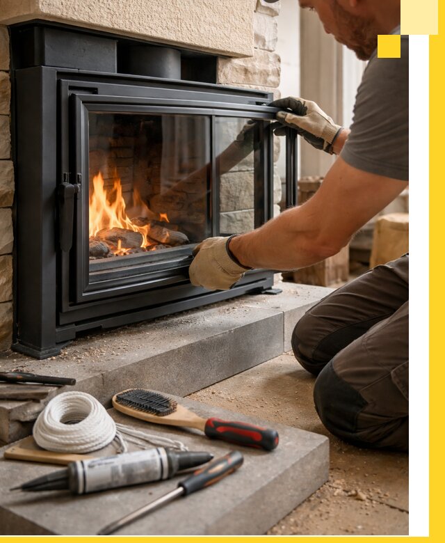 Производство, монтаж и доставка каминов со стеклом в Михайловке