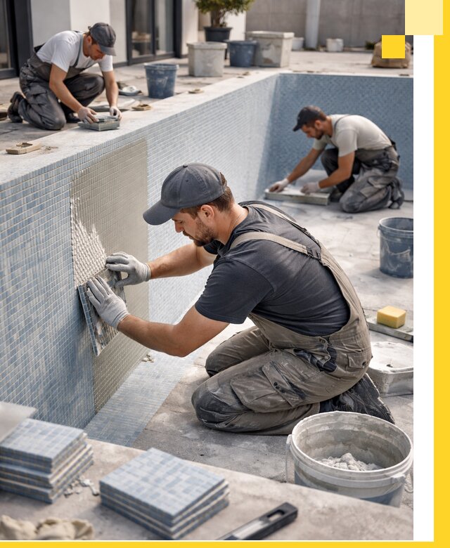 Облицовка бассейнов в Михайловке плитка мозаика гидроизоляция