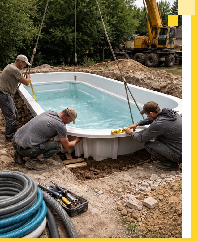 Установка и монтаж композитных бассейнов под ключ в Михайловке