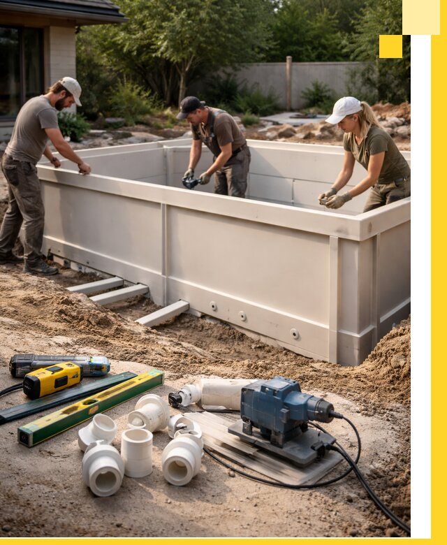 Установка полипропиленовых бассейнов под ключ в Михайловке