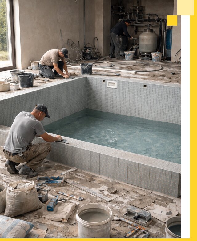 Строительство и монтаж бассейнов в помещении в Михайловке