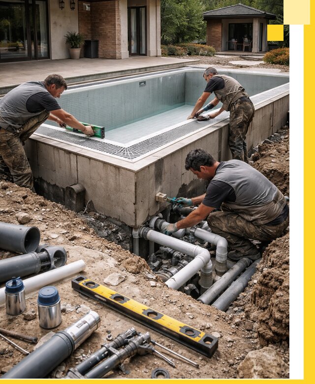 Строительство переливных бассейнов в Михайловке под ключ