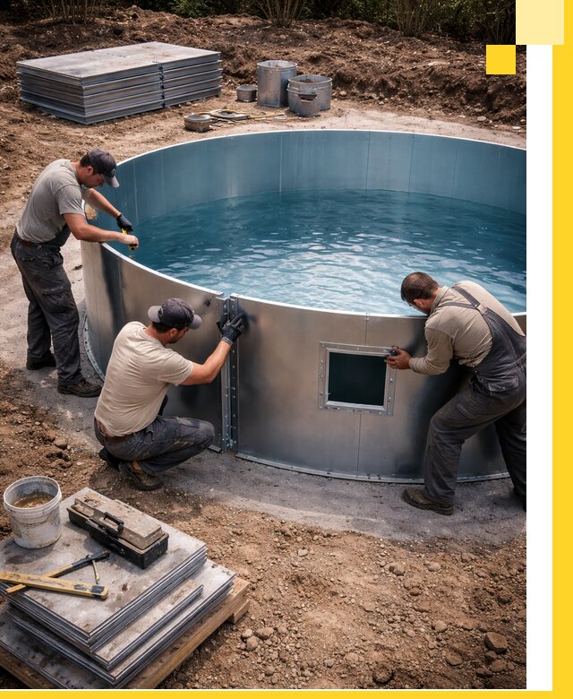 Круглые бассейны под ключ в Михайловке проектирование и монтаж