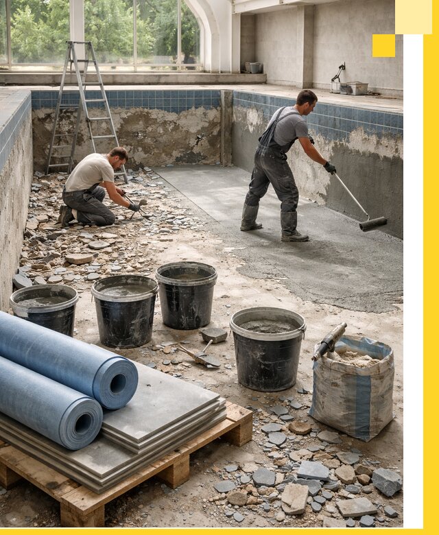 Реконструкция бассейнов в Михайловке: ремонт, гидроизоляция