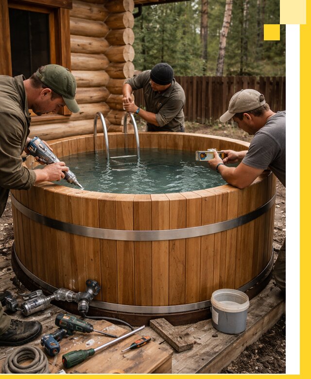 Строительство бань с купелью под ключ и отделкой в Михайловке