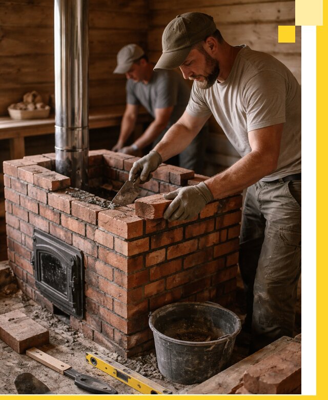 Кирпичные печи для бани под ключ в Михайловке, проект и монтаж