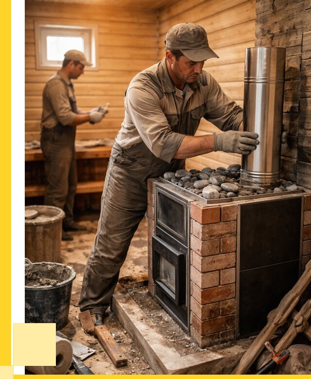 Монтаж печи в бане под ключ в Михайловке от 20334 р. | ЭриданМхл