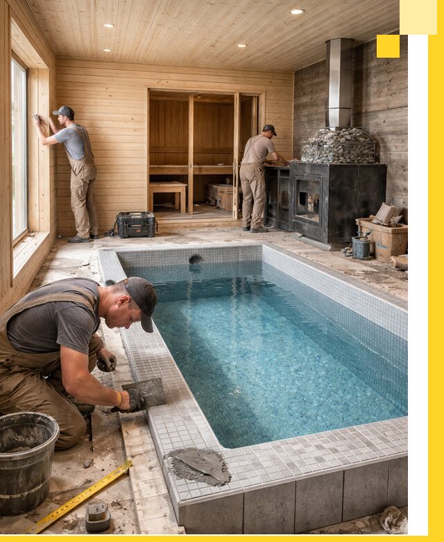 Проект бани с бассейном и сауной в Михайловке под ключ