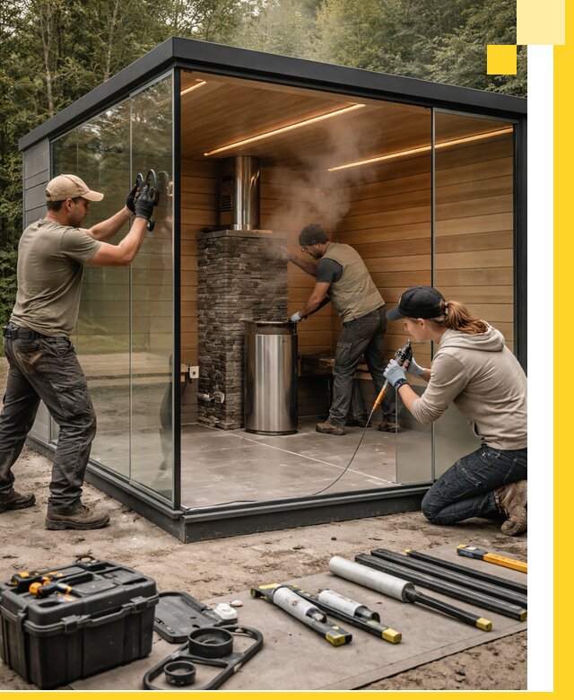 Проектирование и строительство стеклянных бань в Михайловке