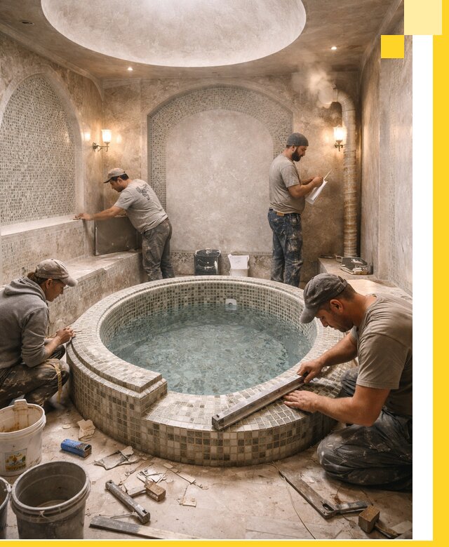 Профессиональное строительство хамама с бассейном в Михайловке под ключ