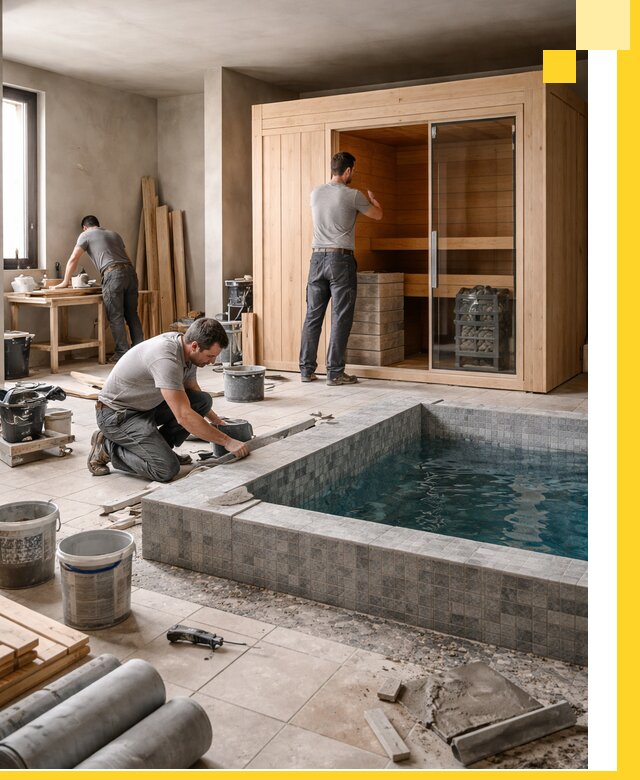 SPA зоны под ключ с бассейном сауной и печью в Михайловке